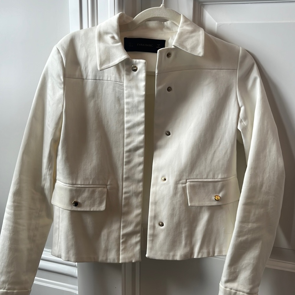 Zara size small white jacket with gold buttons